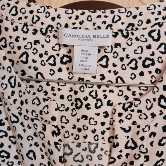 Carolina Belle Valentines Day Blush Pink Leopard Print Hearts Top - Picture 5 of 6